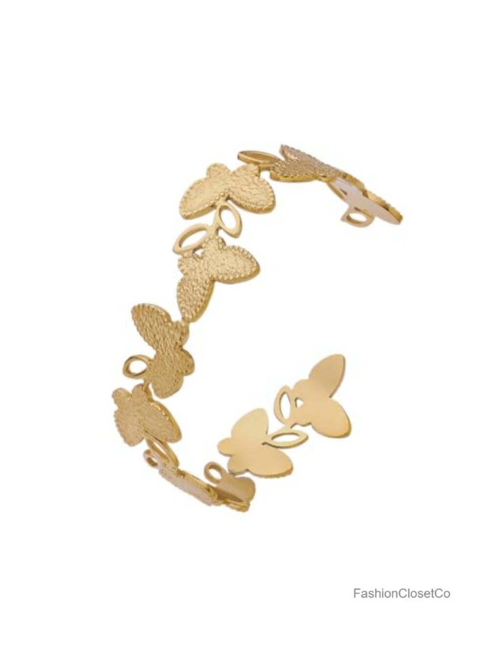 Stainless Steel Butterfly Cuff Bracelet Adjustable Polished